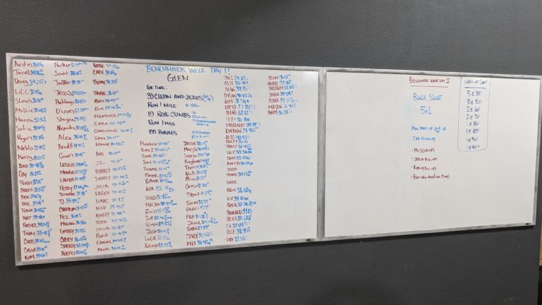 Image of whiteboard with scores