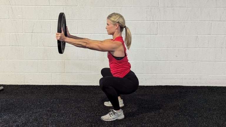 Image of Jenni Orr doing a counterbalance squat drill