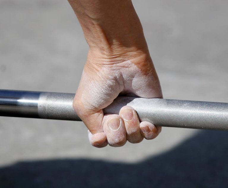 image of CrossFit athlete using a hook grip